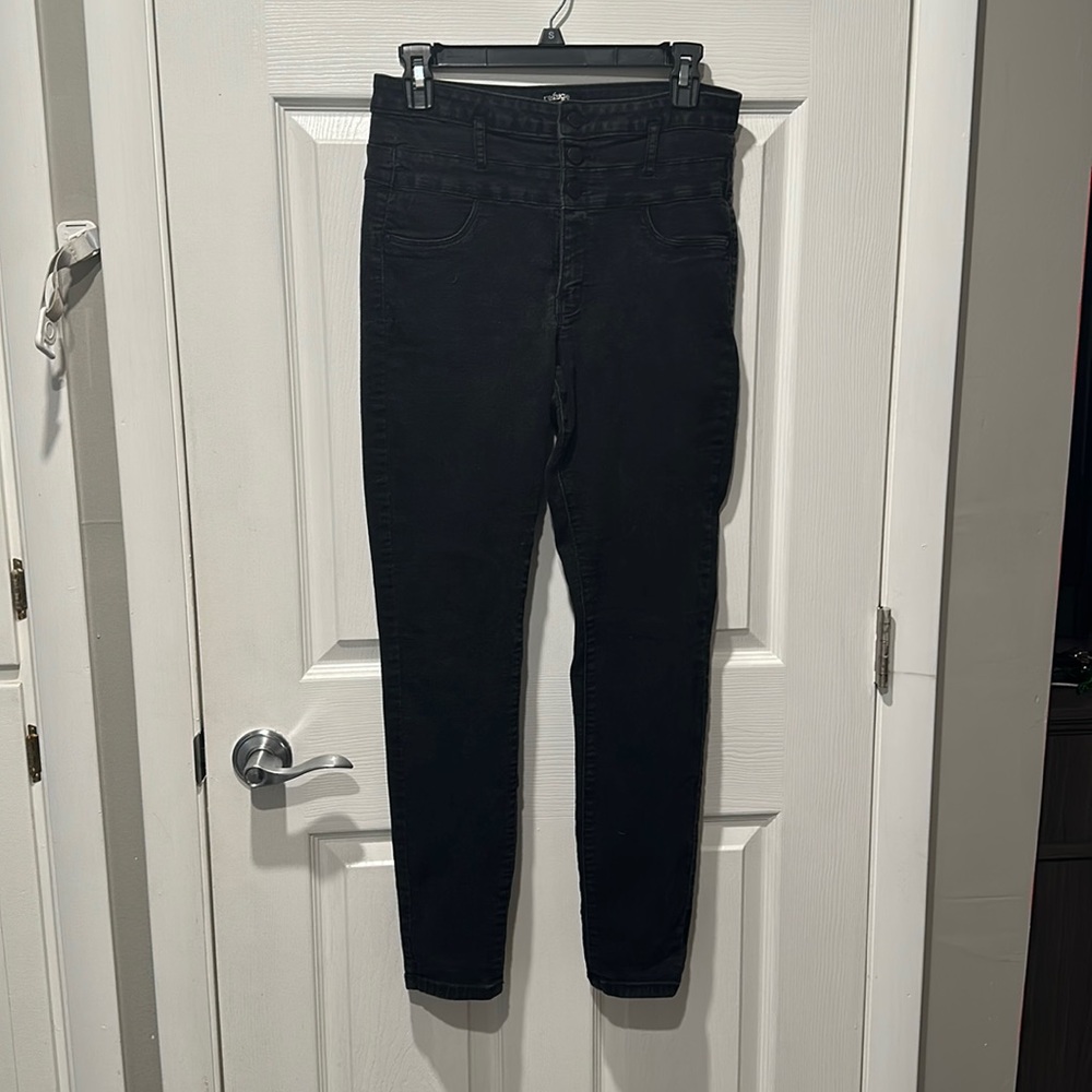 High rise black skinny jeans